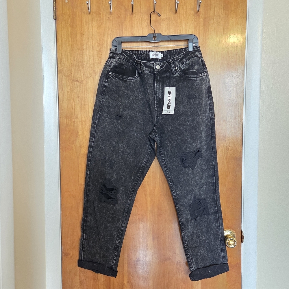Acid Wash Black Boyfriend Jeans